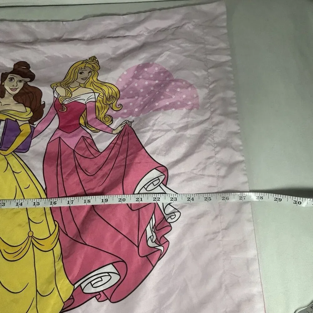 Disney Princess Pillowcase Cinderella Belle Snow White Pink Gingham Standard